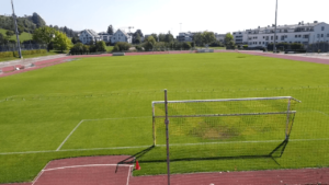 Grass football pitch in a quite and isolated area