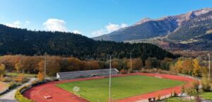 High-Altitude football pitch in the mountains of Greece